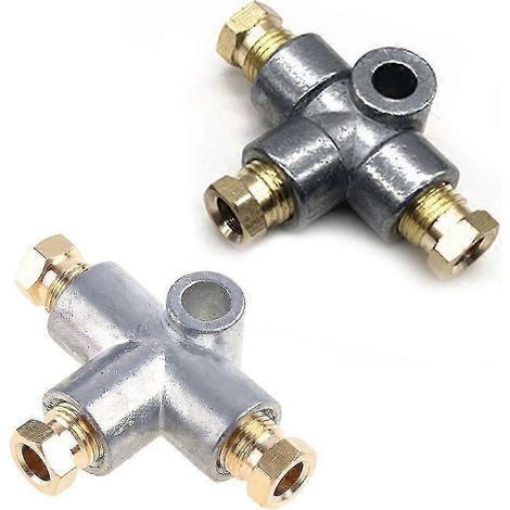 Conector en T de freno hidráulico de 3 vías para tubería de freno en T con 3 tuercas macho Edición 0618
