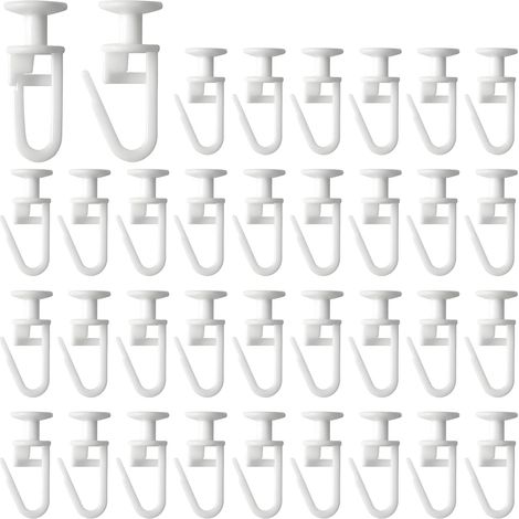 Gancho deslizante para cortina, riel deslizante de plástico, apto para cortinas de ducha corredizas, compatible con metal y plástico, 100 unidades. (1/4)