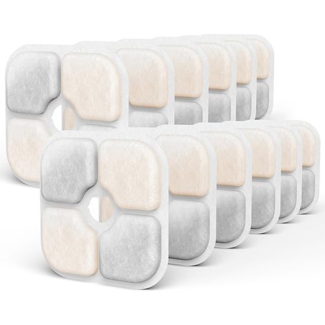 Filtres de rechange pour fontaine à eau pour chat, lot de 12, charbon actif haute performance pour une eau purifiée et saine, compatible avec fontaine en forme de chat