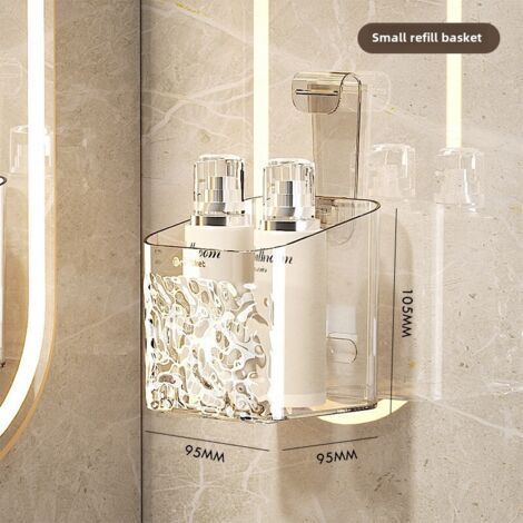 Petit panier supplémentaire, sans perforation, porte-peigne mural pour toilettes, cylindre de rangement pour rasoir et brosse à dents sur le lavabo (1/5)
