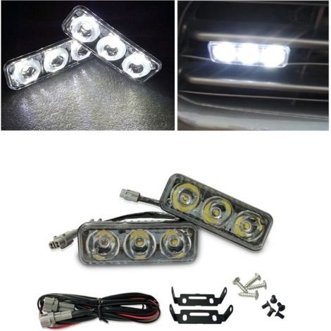 Komplettset vorderer leistungsstarker 3‑LED‑Tagfahrlichter 12V 3W NEU