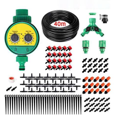 Kit D'irrigation Goutte à Goutte, Système D'arrosage Efficace pour Jardin, Pelouse, Terrasse, avec Buses, Brumisateurs, Goutteurs, Tube de 40 M (1/2)