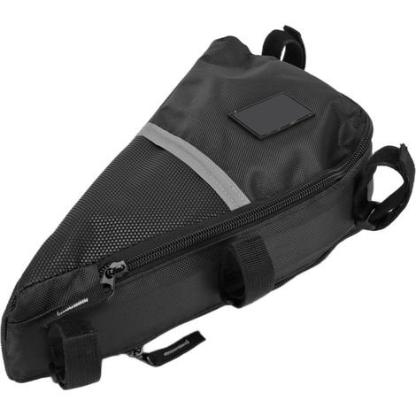 Grand sac de vélo, grande capacité, sac de rangement en toile Oxford durable, pochette triangulaire pour selle et cadre, noir (1/5)