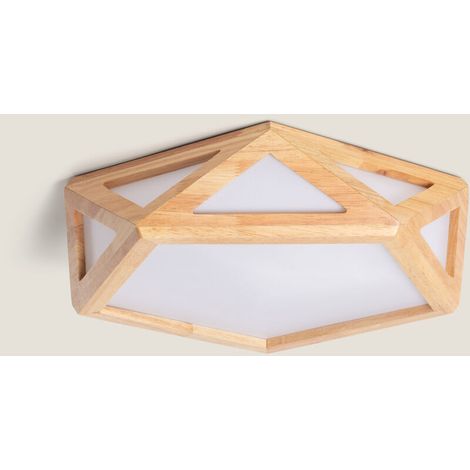 – Plafonnier LED bois 20W – CCT sélectionnable 2700-6500K – Dimensions 420x420mm – Installation facile pour éclairage central (1/5)