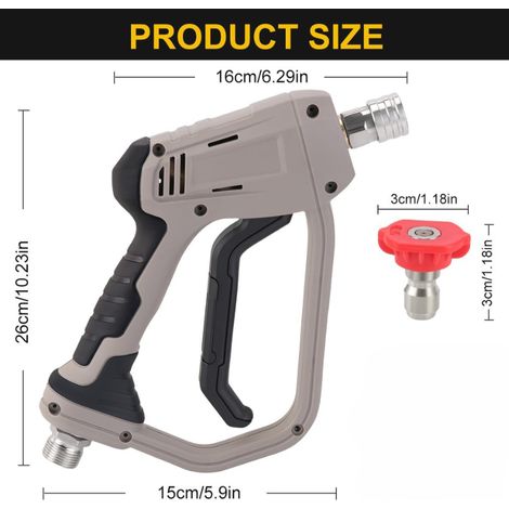 Pistola per idropulitrice ad alta pressione 4000 PSI con 5 ugelli, interfaccia M22 a connessione rapida, adattatore Karcher K1-K7, compatibile con kit di pulizia auto - ALTRO (1/3)