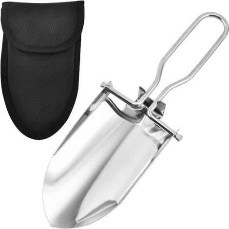 Diese Mini Schaufel aus Edelstahl wird mit einer Aufbewahrungstasche geliefert. Zusammengeklappt ist sie 14,5 cm lang, ausgeklappt 23 cm lang und (1/5)