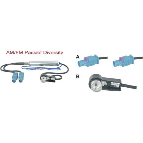 Adaptateur antenne 1x ISO Male 2x Fakra Males - 30cm compatible avec Seat VW Skoda ap02