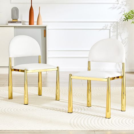 Set di 2 sedie da pranzo moderne, sedie imbottite con schienale semicircolare, sedie da cucina in similpelle e gambe in metallo, solo sedie incluse, tavolo non incluso, altezza 80 cm, eleganti e robus (1/5)