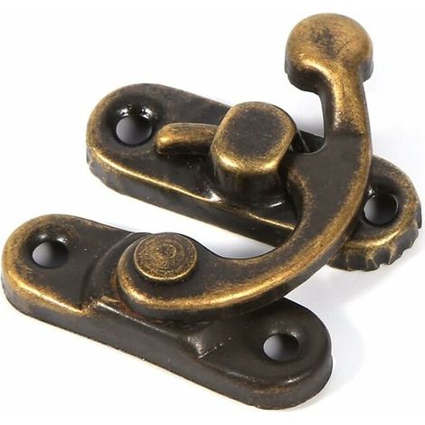 Green Mobility-12 PCs Antique Gauche/Droite Loquet Crochet Hasp Corne de Verrouillage avec loquet de Vis Sac Bricolage, bois, boîte à bijoux Décoration Décoratifs Cadeau Vin Boîte En Bois (left-Bronze (1/5)
