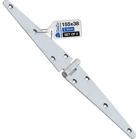 Lot de 2 Charnières de portail ⌀ 155 mm – Galvanoplastie – Penture bout droit – Pentures lourdes avec gonds sur platine – Fixation robuste pour portails et structures bois – GeZu Impex