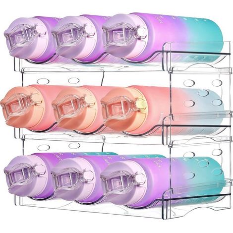 Étagère de rangement - casier à vin - étagère de bureau - Démontable - 3 niveaux. Peut contenir 9 bouteilles. Transparente (1/5)