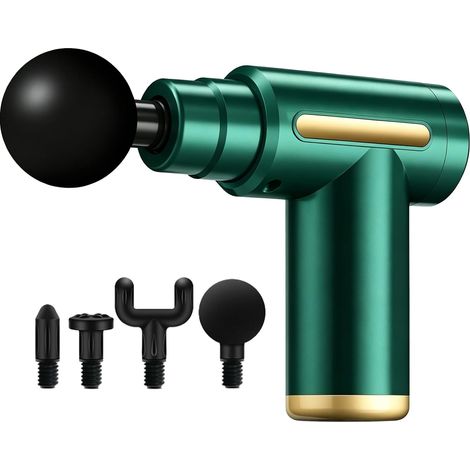 Massaggiatore, Massaggiatore elettrico, Adatto per alleviare l'affaticamento di tutto il corpo, Massaggiatore a percussione con testine massaggianti intercambiabili, (Verde-720) (1/5)