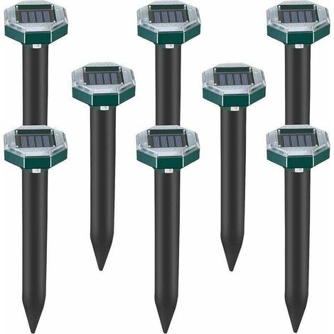 Lot de 8 pics repulsifs a ultrasons pour taupes, serpents et campagnols a energie solaire pour pelouse, jardin et cour, repulsif a sardines (1/4)