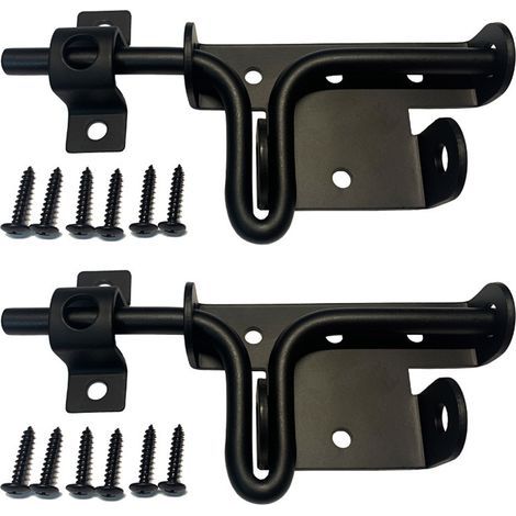 Verrous Loquet Porte à Boulon Coulissant Extérieur, Serrure de Porte avec Trou de Cadenas Inox Targette Loquet de Portail de Fermeture noir(2 articles) (1/4)