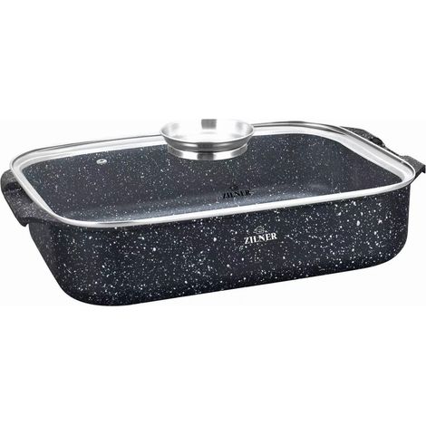 Asador con revestimiento de mármol de 6,0 L y 34 cm, marca Zilner ZL-1117 (1/3)