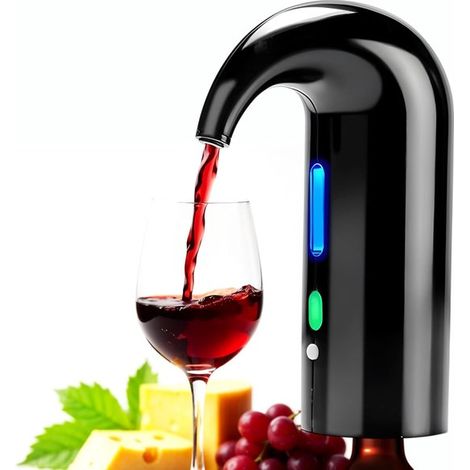 Carafe électrique [Noire], rechargeable par USB, cadeau idéal pour les amateurs de vin, verseur de vin à un bouton, cave à vin. (1/5)