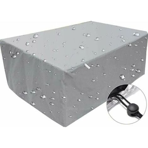 Abdeckung für Gartenmöbel, wasserdichte, winddichte und UV-beständige Plane, rechteckige Schutzhülle aus 210D Oxford-Gewebe, Silber – 255 x 130 x 80 cm, (1/4)