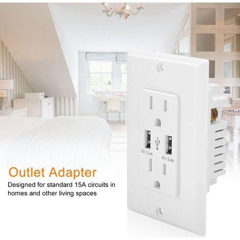 Chargeur mural USB avec protection contre les surtensions, adaptateur de prise double port USB, station de charge (1/5)