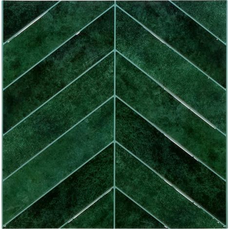 Lot de 2 Stickers Décoratifs Chevrons "Caro" 30x30cm Vert Foncé (1/2)