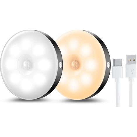 Veilleuses magnétiques avec détecteur de mouvement Rechargeables par USB. lumière douce et agréable. installation facile. idéales pour chambre. couloir et cuisine (1/5)