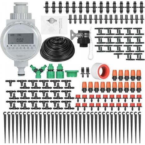 Kit d'irrigation goutte à goutte pour plantes avec système d'arrosage automatique électronique et minuterie d'irrigation brumisateur goutteurs 40 mètres de tuyau pour jardin pelouse terrasse (1/5)