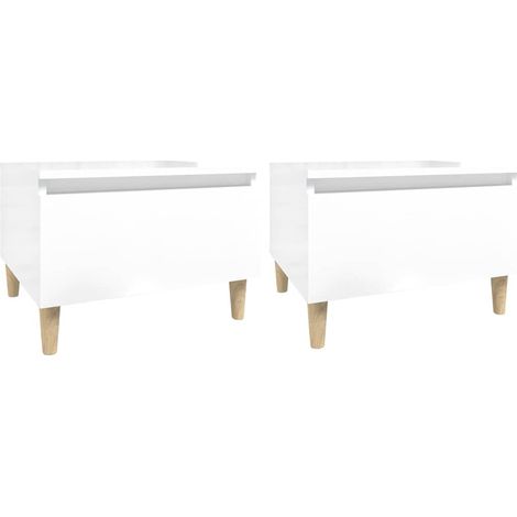 Maison Exclusive - Beistelltische 2 Stk. Hochglanz-Weiß 50x46x35 (1/5)