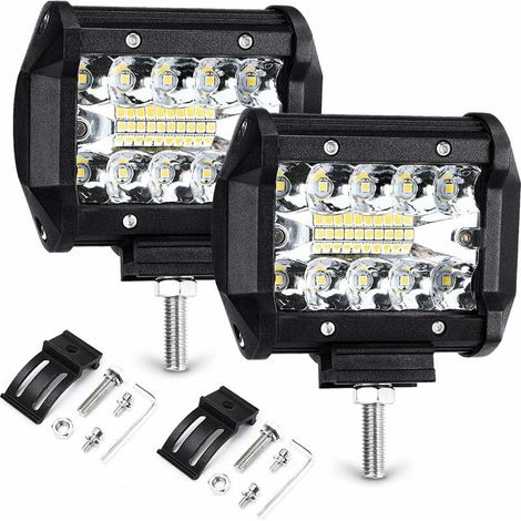 Faro adicional, 2 x 70 W, luz de trabajo LED, 12 V, 7200 lm, 6000 K, IP68, resistente al agua, luz de carretera, SUV, UTV, ATV, faros antiniebla, faros todoterreno