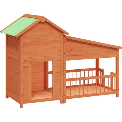 Chenil cage enclos pac animaux 143 x 60,5 x 109 cm bois de pin solide marron