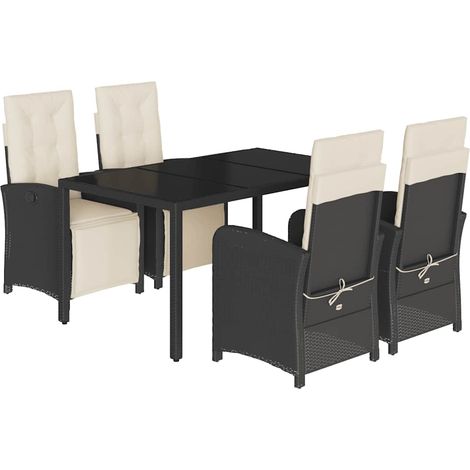 Maison Exclusive - 5-tlg. Garten-Essgruppe mit Kissen Schwarz Pol (1/5)