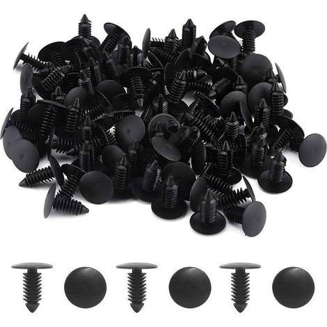 50 clips de remache de plástico - Clips de remache de plástico para molduras de carrocería, clips de sujeción y fijaciones para parachoques de automóviles (negro) (1/4)
