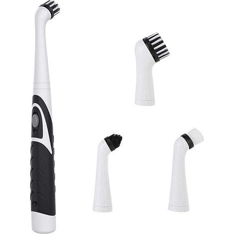 Récureur Électrique, Outil de Nettoyage Oscillant, Brosse de Nettoyage électrique, épurateur Sonic Power sans Fil avec 4 Têtes pour Salle de Bain, Baignoire, Carrelage Mural et Cuisine (Noir)