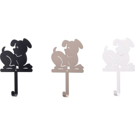 1 Pezzo Appendiabiti da Muro Modello Cane con 1 Gancio 24 x 17 x 3 cm 3 Colori
