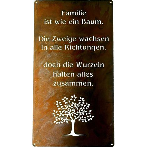 Plaque Décorative en Métal Patiné Rouille Motif Arbre de la Famille pour Jardin - PANGIVO