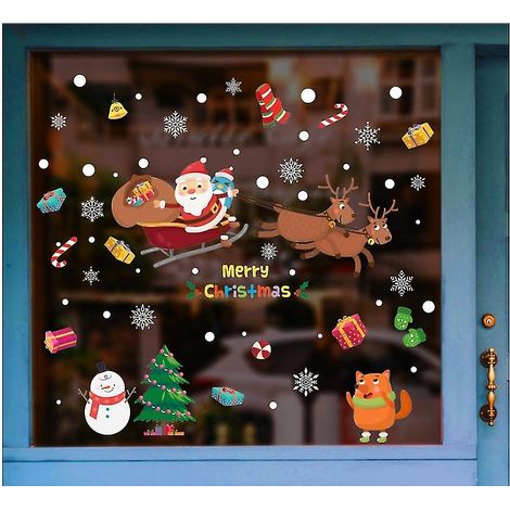 Décorations de Noël pour fenêtres, amovibles et réutilisables, en PVC. (1/3)