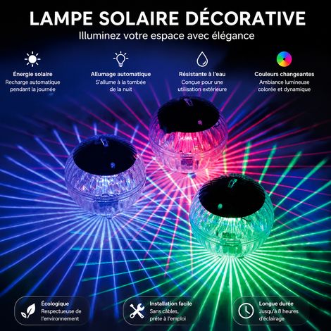 Lampe solaire flottante LED blanc chaud fixe étanche IP67 pour piscine et bassin 10x10 cm blanc chaud 10,6 × 10,5 × 10,4 cm 180 g – Livraison gratuite (1/5)