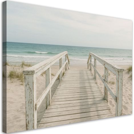 Tableau déco Jetée Plage Mer dans le style Shabby Chic 90x60 (1/4)