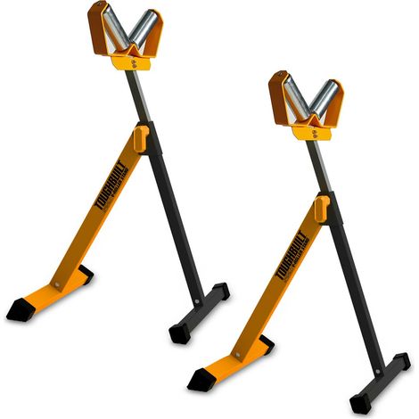 x2 Toughbuilt TB-S220 V Roller Pipe Cut Stand Adjustable Material Support Stand