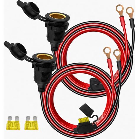 2PC Allume Cigare Femelle 12V/24V Etanche avec Terminal à Œillet de 8mm (1/5)