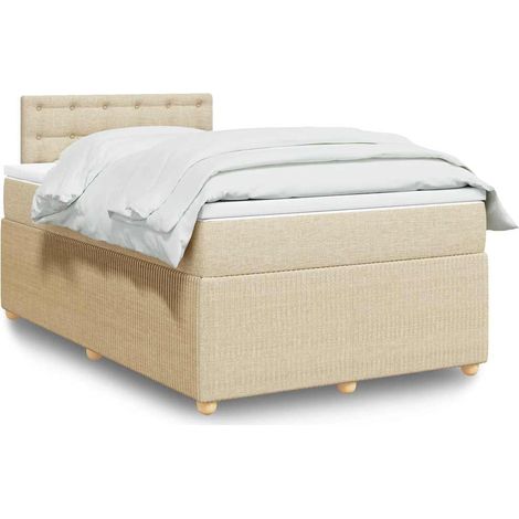 vidaXL Sommier à lattes de lit avec matelas crème 120x190 cm tissu (1/5)