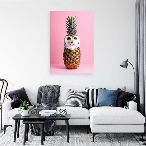 Wandbild Eule Ananas auf rosa Hintergrund Abstraktion 40x60 (1/4)