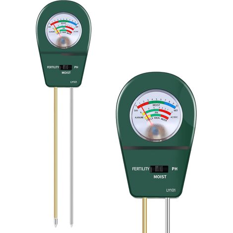 Misuratore di umidità del terreno 3 in 1, test di fertilità del suolo, misurazione del pH del giardino, cura del prato, vasi, sensore per la misurazione dell'umidità del terreno orticolo, senza batter (1/5)