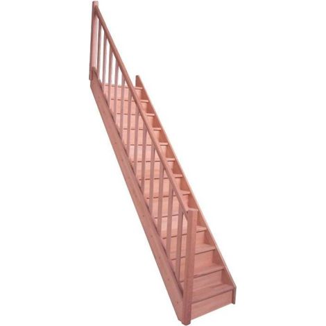 Escalier droit hêtre lamellé-collé 280 cm – Encombrement 214 cm – 13 marches – Largeur 80 cm – Giron 16 cm (1/3)