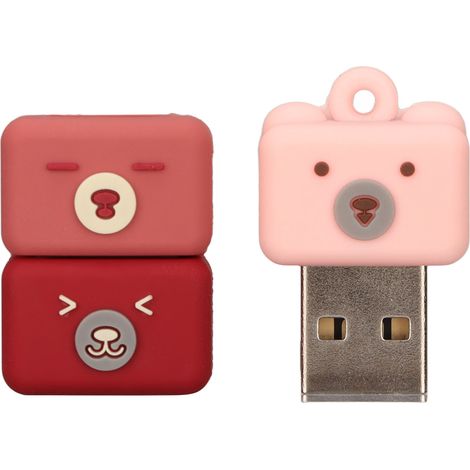 Clé USB ours cartoon 64Go USB2.0 plug and play, compatible PC, mémoire flash amovible résistante aux chocs, support de lecture à chaud. (1/5)