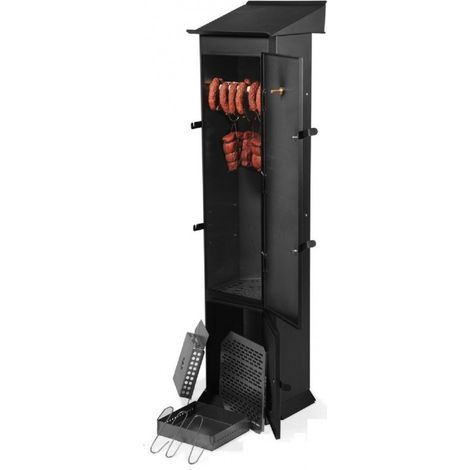 Fumoir de jardin HAMBURG 160 cm – Thermomètre intégré jusqu'à 120°C – Réglage de la sortie de fumée – Structure stable en acier peint – Farmcook (1/5)