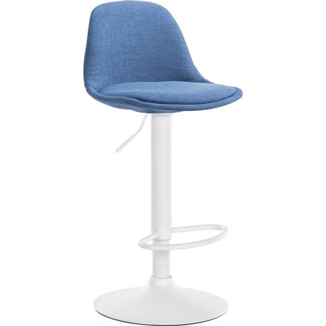 Sgabello da bar moderno e confortevole x1 seduta in tessuto blu gambe in metallo bianco 100006104
