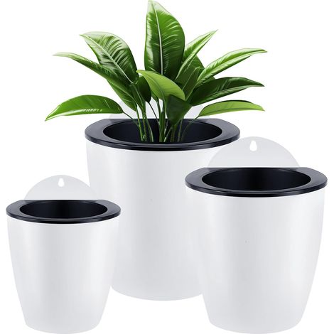 Lot de 3 Pots de jardinière Suspendus à Arrosage,Jardinières Suspendues à Arrosage Automatique,Tenture Murale Pot De Jardinière Vertical,Balcon Clôture Ornements de Jardin de Bureau à Domicile (1/5)