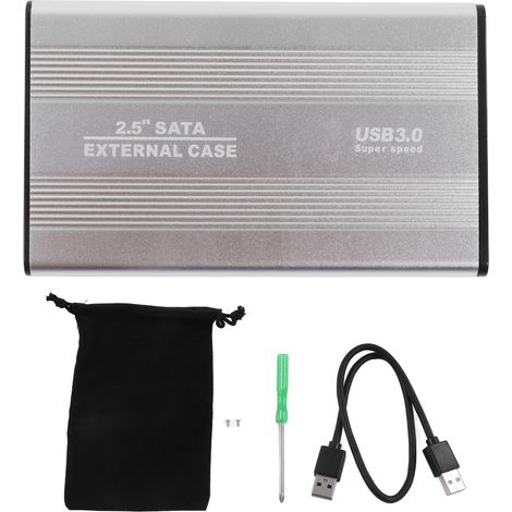Boîtier externe pour disque dur 2,5 pouces 4 To, indicateur LED, aluminium, échange à chaud, 5 Gbps, port USB 3.0, argent (1/5)