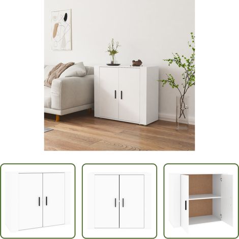 Armoire - Buffet Blanc 80x33x70 cm Bois d'ingénierie (1/5)