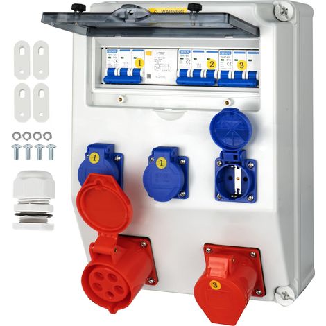 Coffret Électrique de Chantier,Répartiteur Mural,Distributeur de Courant Électrique avec Disjoncteur,5P Prise et Prise,Distributeur de Puissance Consommée pour Ateliers et Usines (1/5)