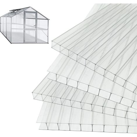 Swanew – Plaques alvéolaires en polycarbonate 4mm – Lot de 14 panneaux 60,5 x 121cm – Résistantes aux UV et aux chocs – Pour serres et horticulture